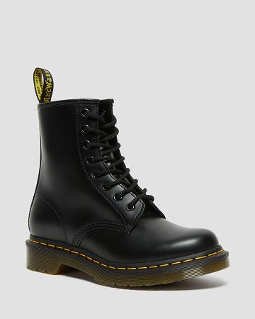 Black Women's Dr Martens 1460 Smooth Leather Lace Up Boots | CA 208DFM